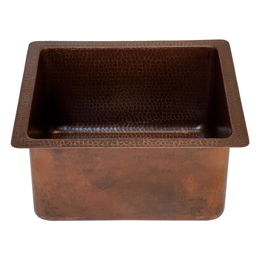 Premier Copper Products Undermount Gourmet Rectangle Hammered Copper 16 ...