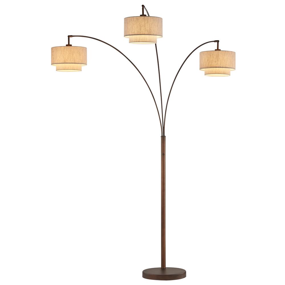 Artiva Lumiere Iii 80 In Antique Bronze Led Arc Floor Lamp Double Shade
