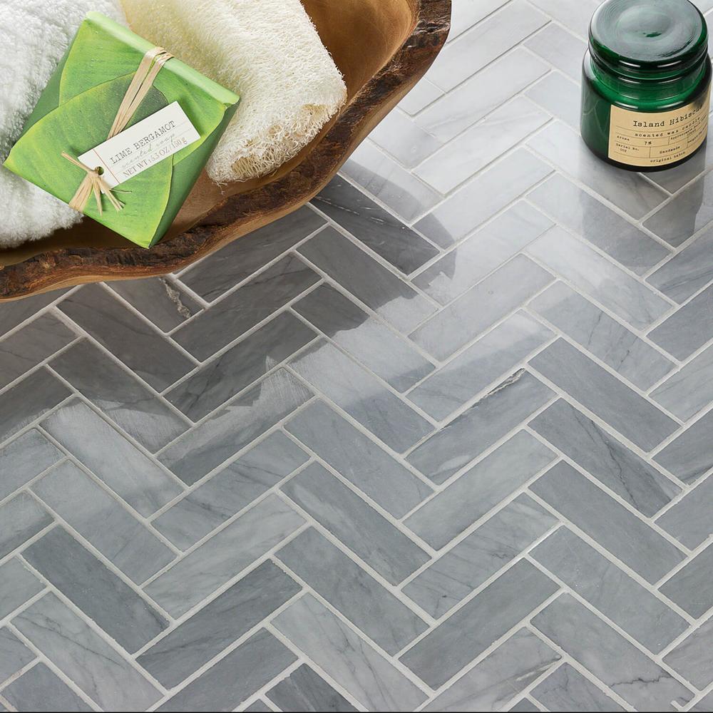 Ivy Hill Tile Stowe Gray Herringbone 11 In X 12 3 4 Marble Ivy Hill Tile Stowe Gray Herringbone 11