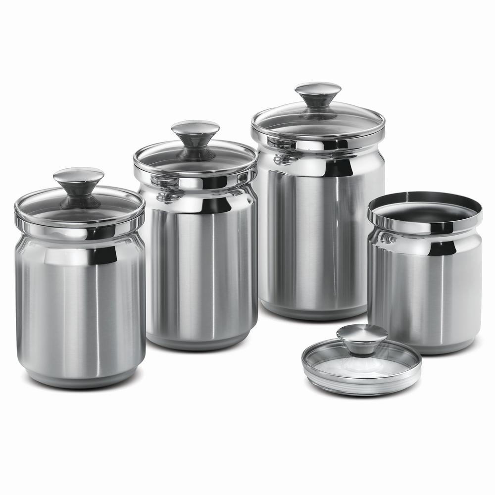 stainless steel canister with glass window