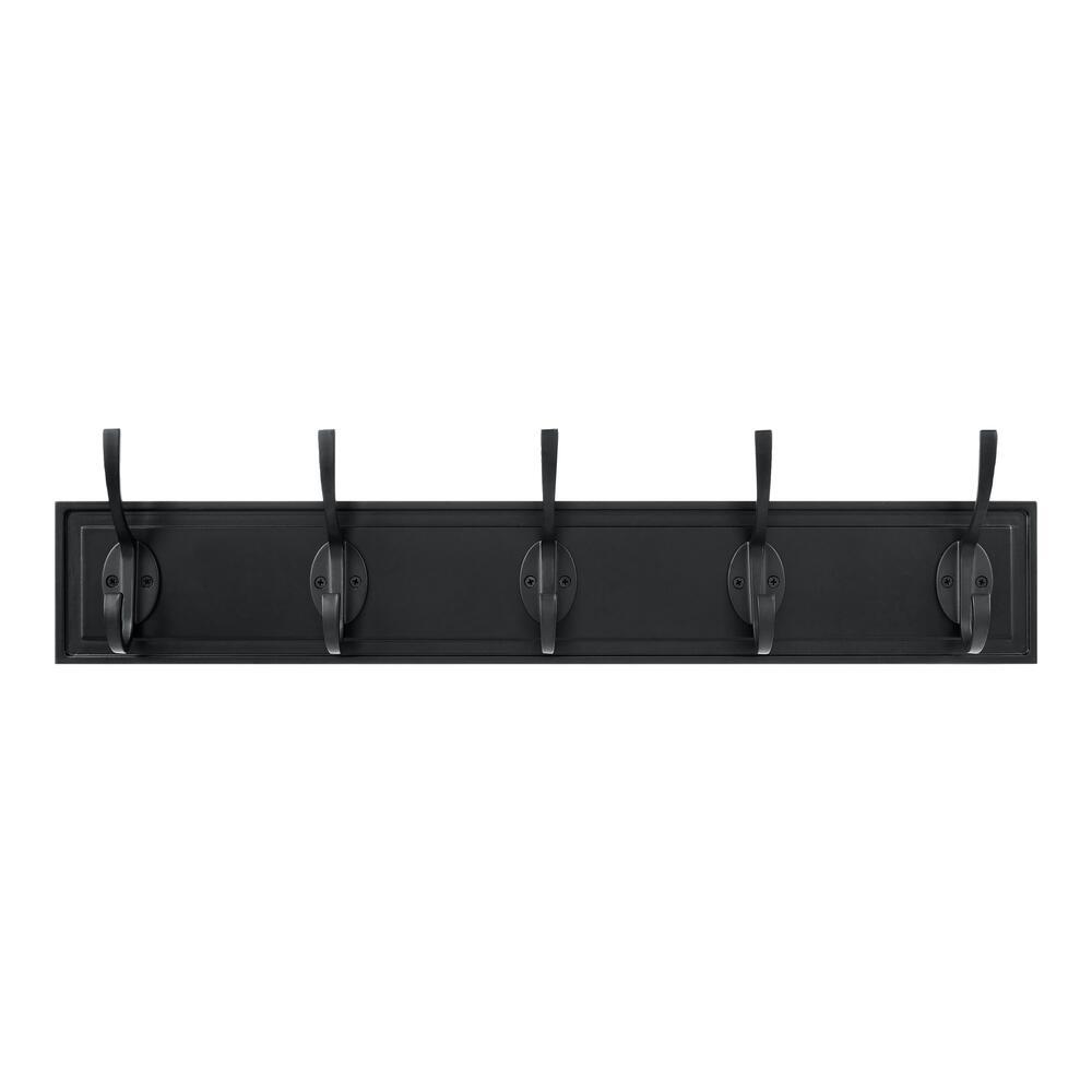 Home Decorators Collection Snap Install 27 in. Black Hook Rack with 5 ...