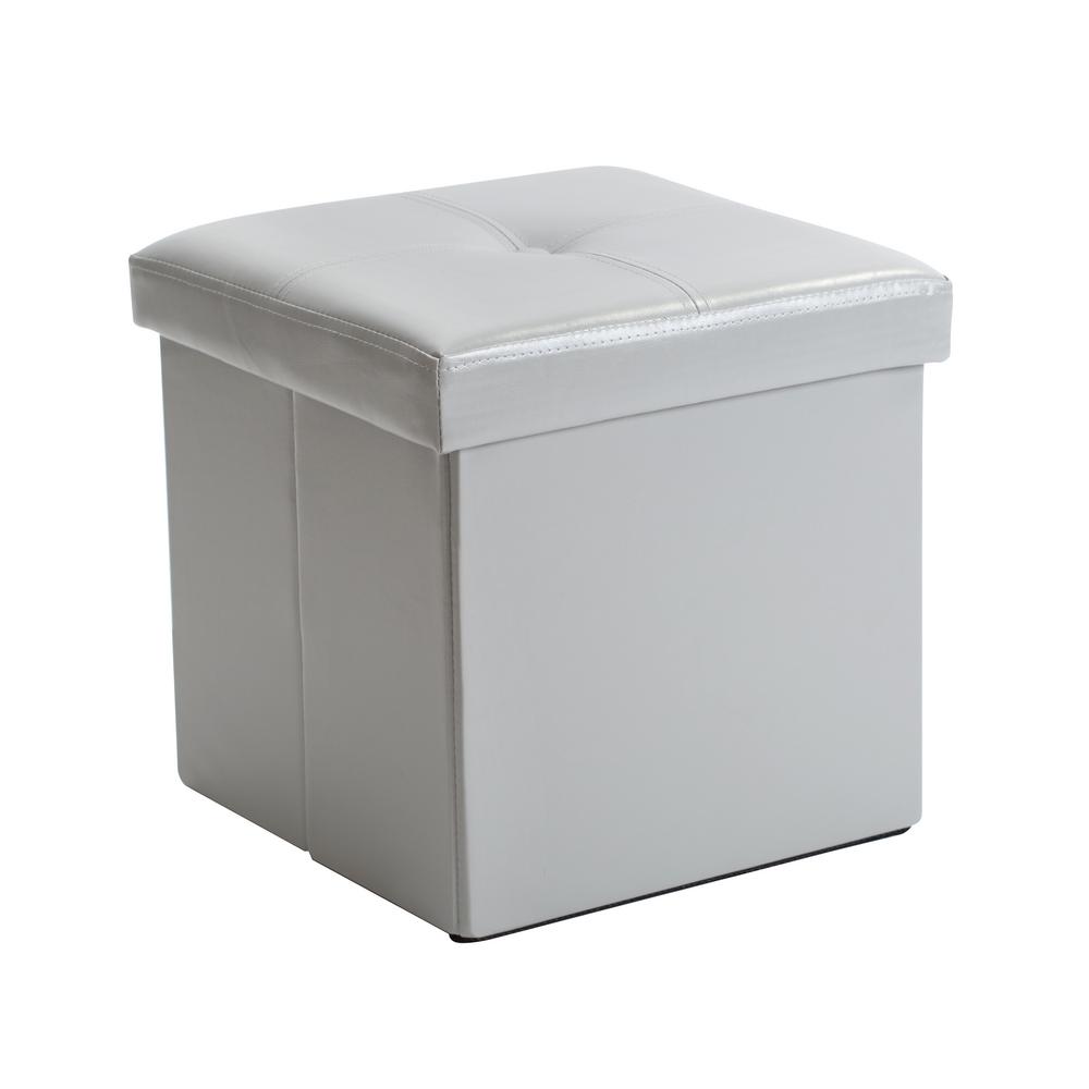 Simplify Single Grey Folding Ottoman-F-0625-GREY - The Home Depot