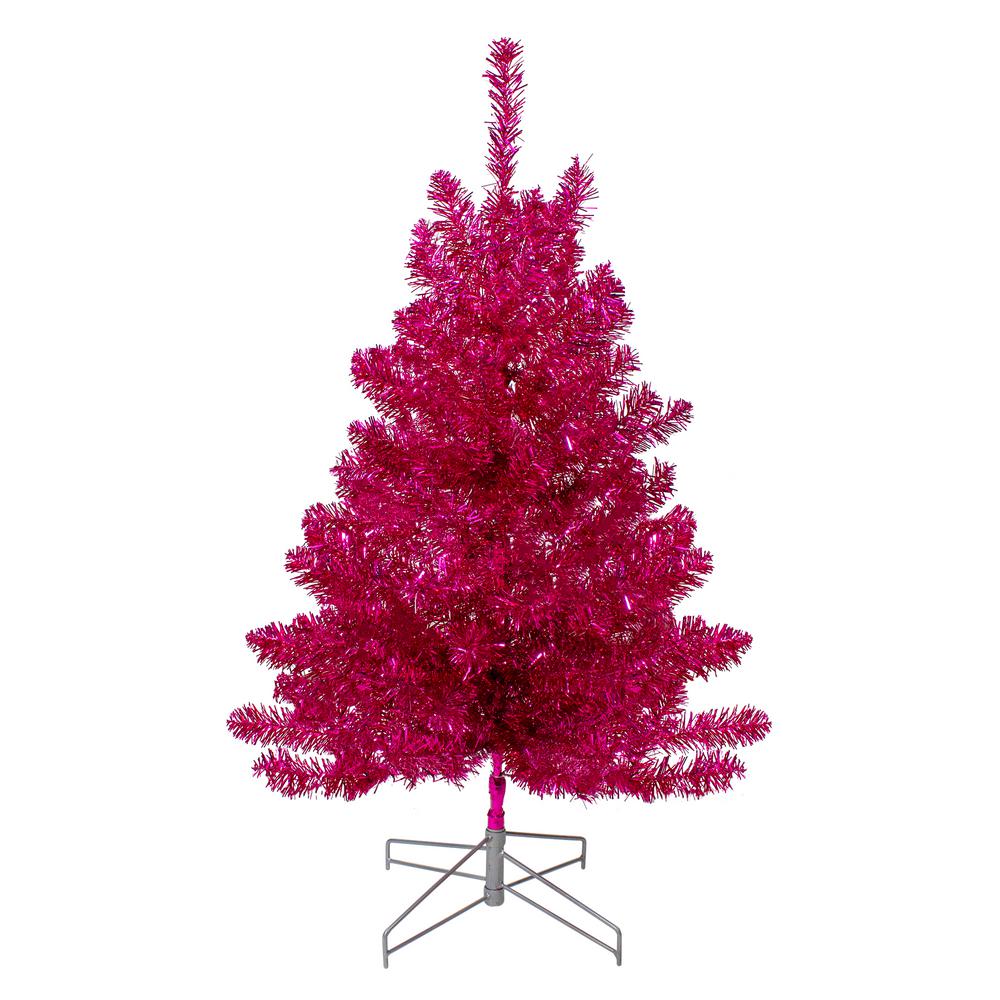 Northlight 3 Ft Unlit Metallic Pink Tinsel Artificial Christmas Tree 33388934 The Home Depot