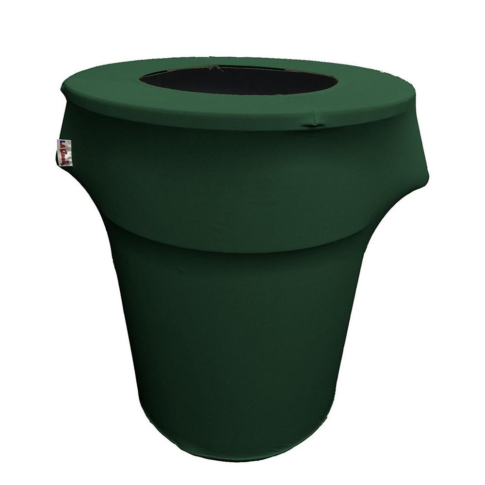LA Linen Stretch Spandex Trash Can Cover 44 Gal. Round in Hunter GreenSpandexCover44G