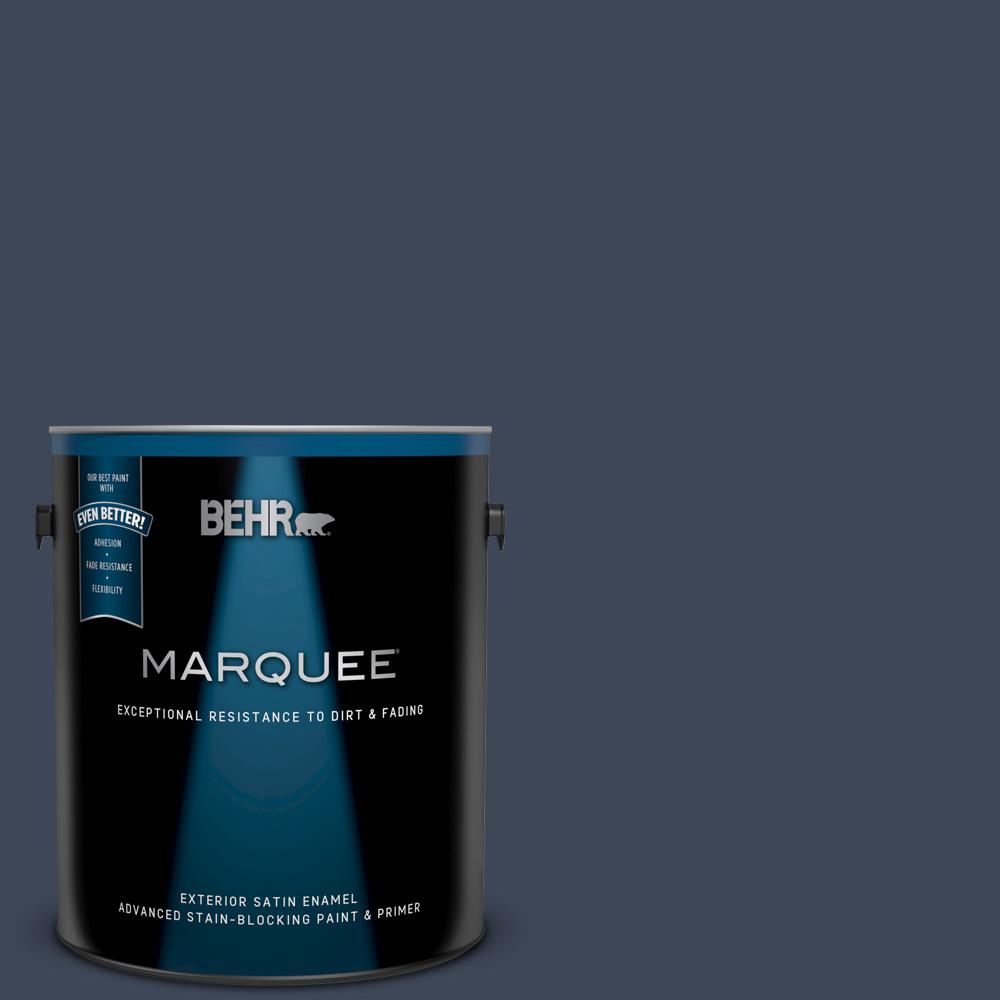 BEHR MARQUEE 1 gal. M5007 Very Navy Satin Enamel Exterior Paint and