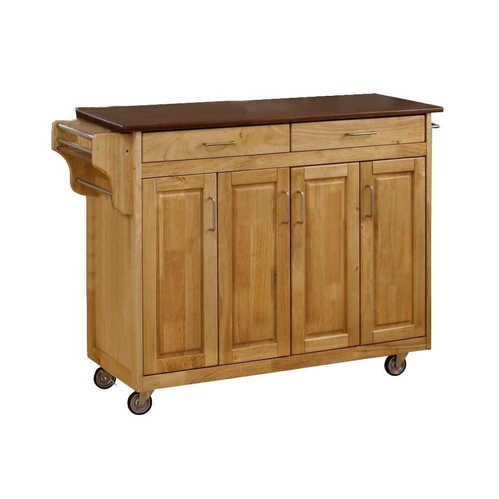 StyleWell Gatefield Chrome Large Kitchen Cart with Rubber Wood Top