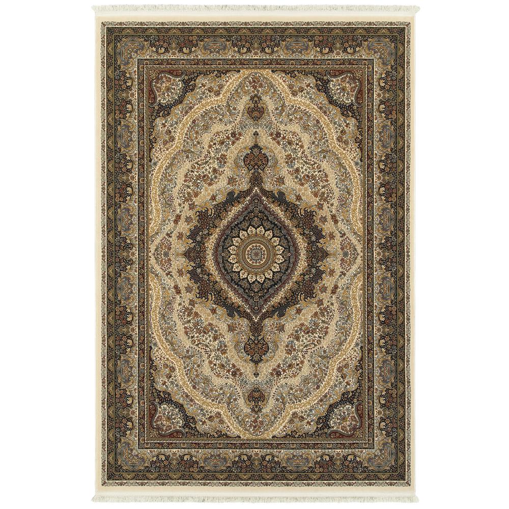 Mila Ivory/Multi 4 ft. x 6 ft. Border Area Rug 043755 The Home Depot