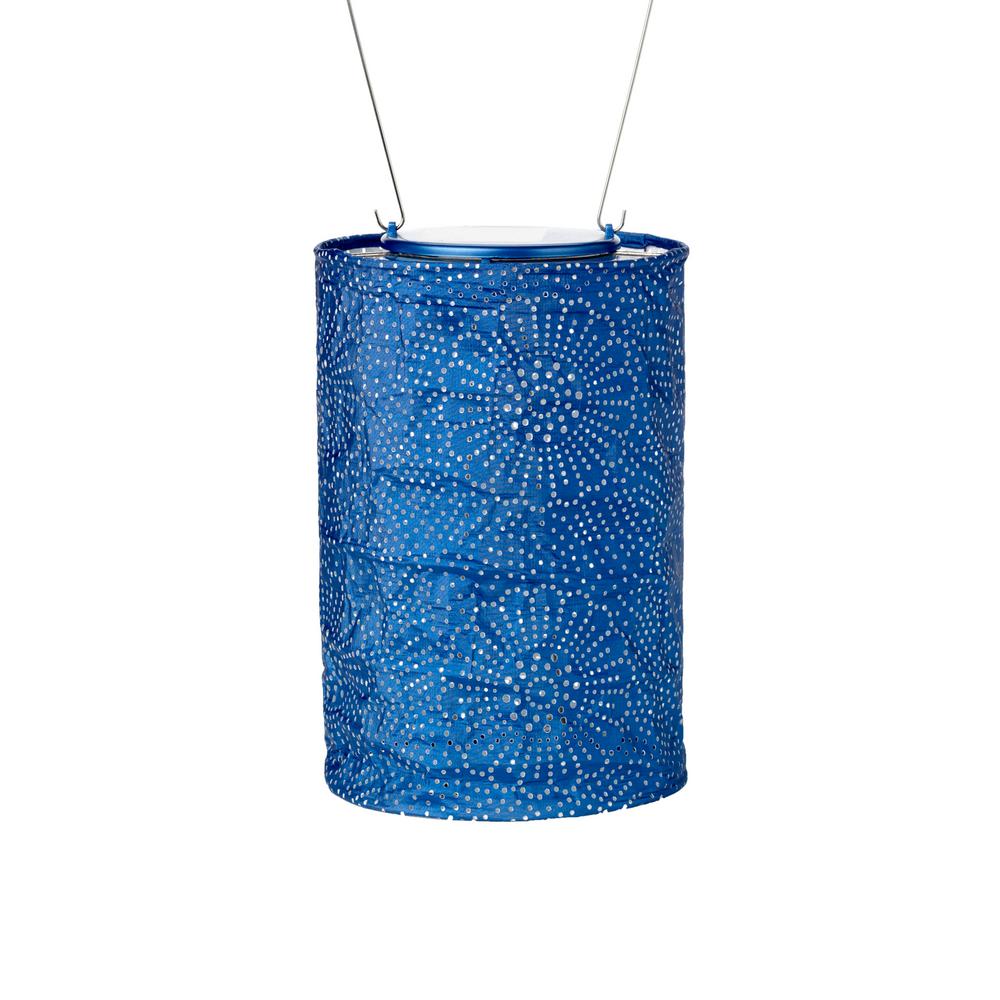 Blue Outdoor Lanterns Ceiling Lighting Soji Stella Cylinder 7 5 In X Blue Integrated Led Hanging Outdoor Tyvek