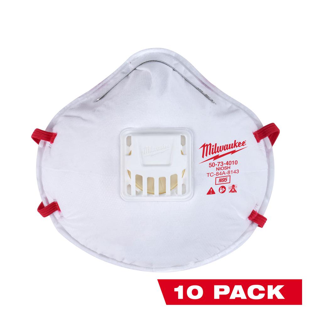 Milwaukee N95 Professional Multi-Purpose Valved Respirator (10-Pack)