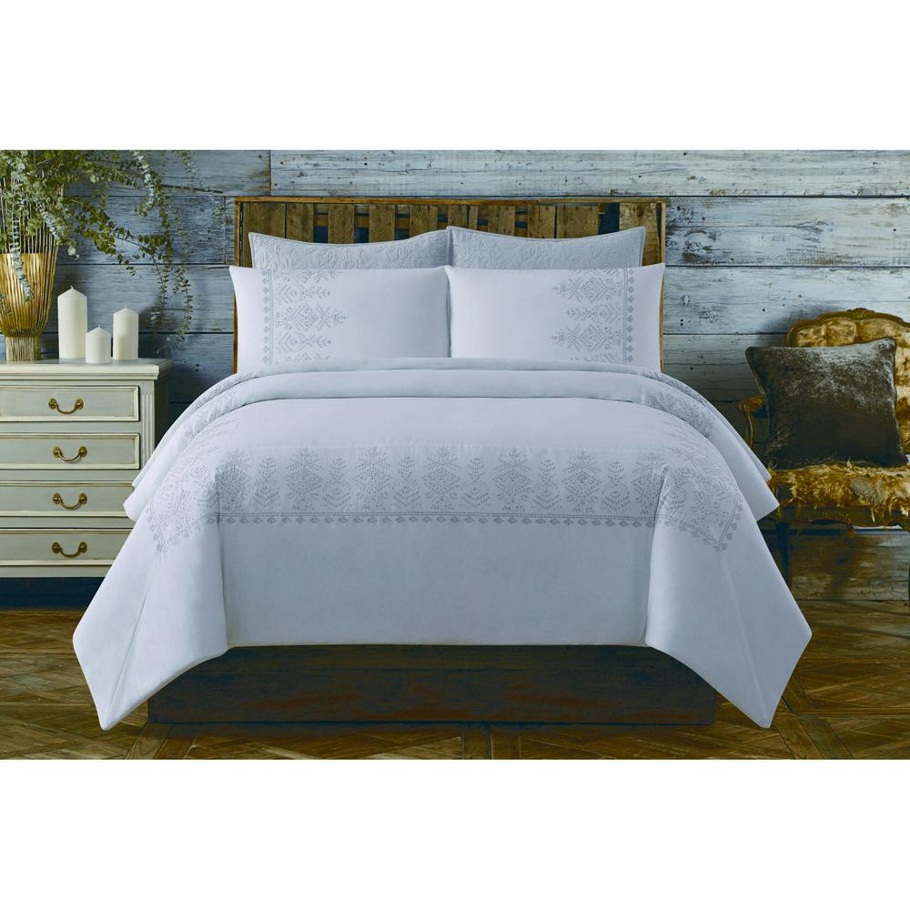 Cottage Classics Chambray Cotton White King Comforter Set Cs2696wtkg Cottage Classics Chambray Cotton White King Comforter Set