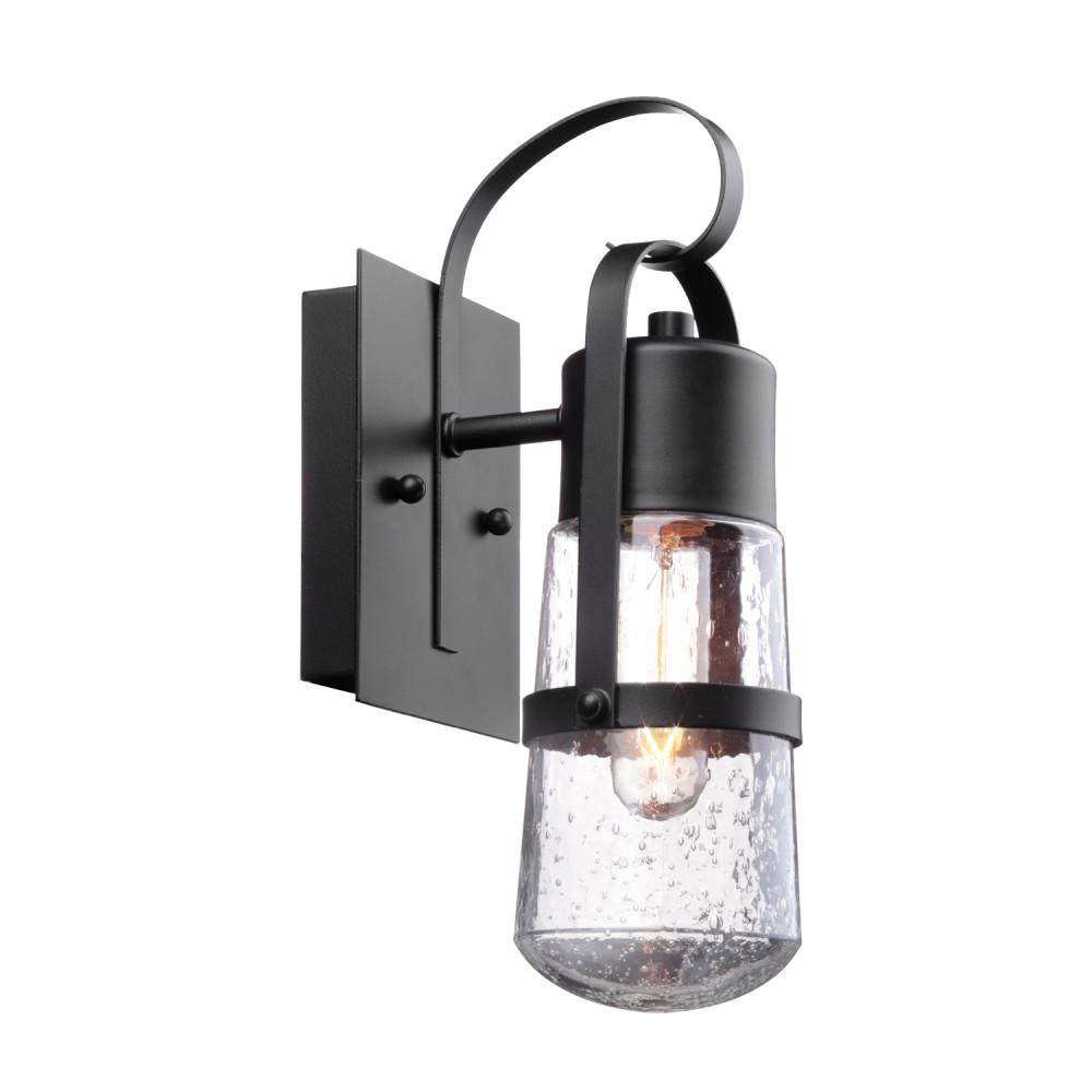 No Bulbs Included Modern Globe Electric Outdoor Lighting Helm 1 Light Matte Black Outdoor Wall Mount Sconce