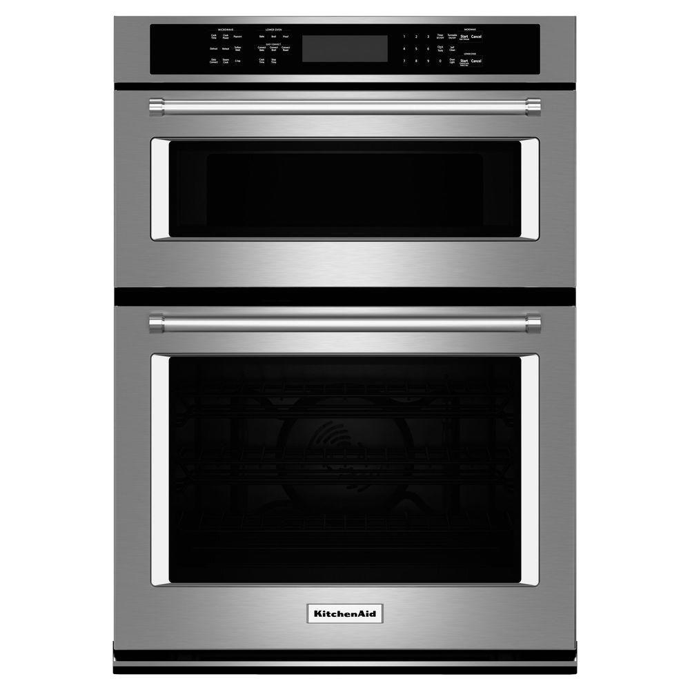 KitchenAid 27 in. Electric Even-Heat True Convection Wall Oven with Built-In Microwave in Stainless Steel