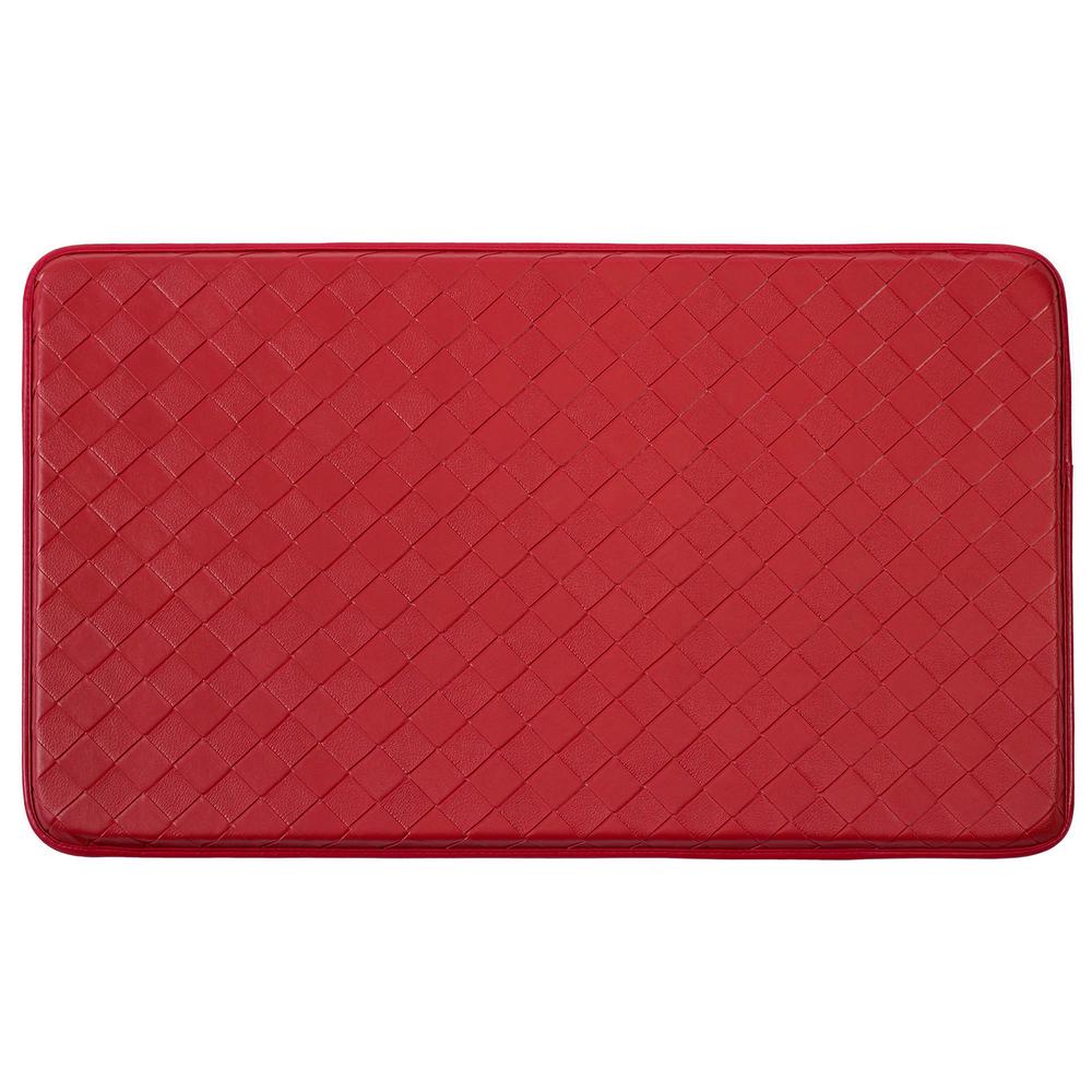 Laura Ashley Vinyl Kitchen Mats The Home Depot Chef Gear Diamond Weave Faux Leather Red 24 In X 36 Pvc