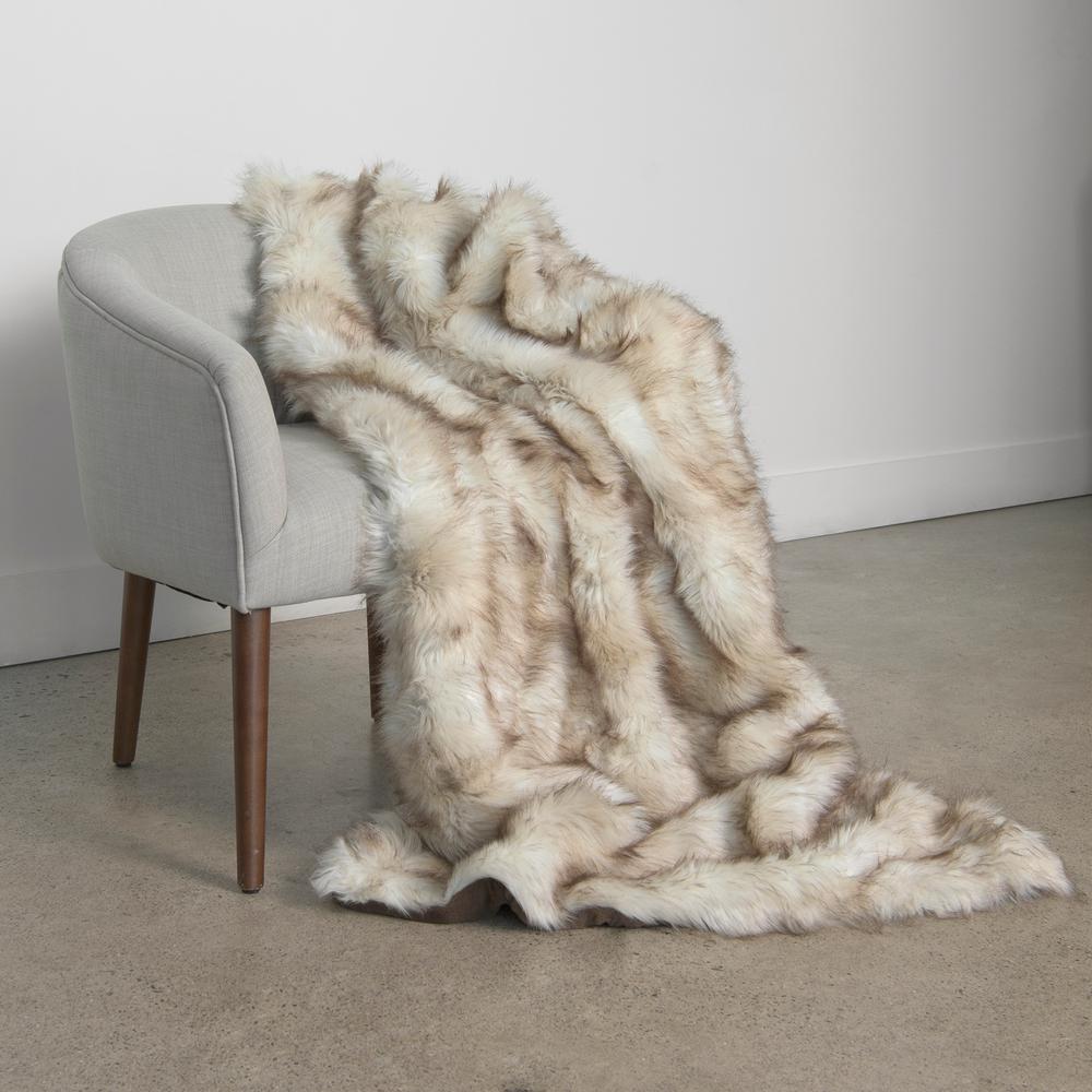 Best Home Fashion Champagne Fox Faux fur throw 54 in. x 36 in.THROW