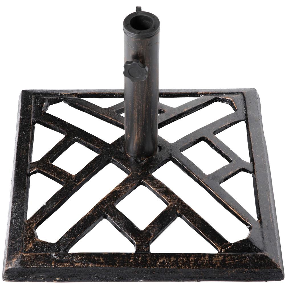 Gardenised 19 Lbs Square Cast Iron Patio Umbrella Base Stand In Bronze Qi003816 The Home Depot