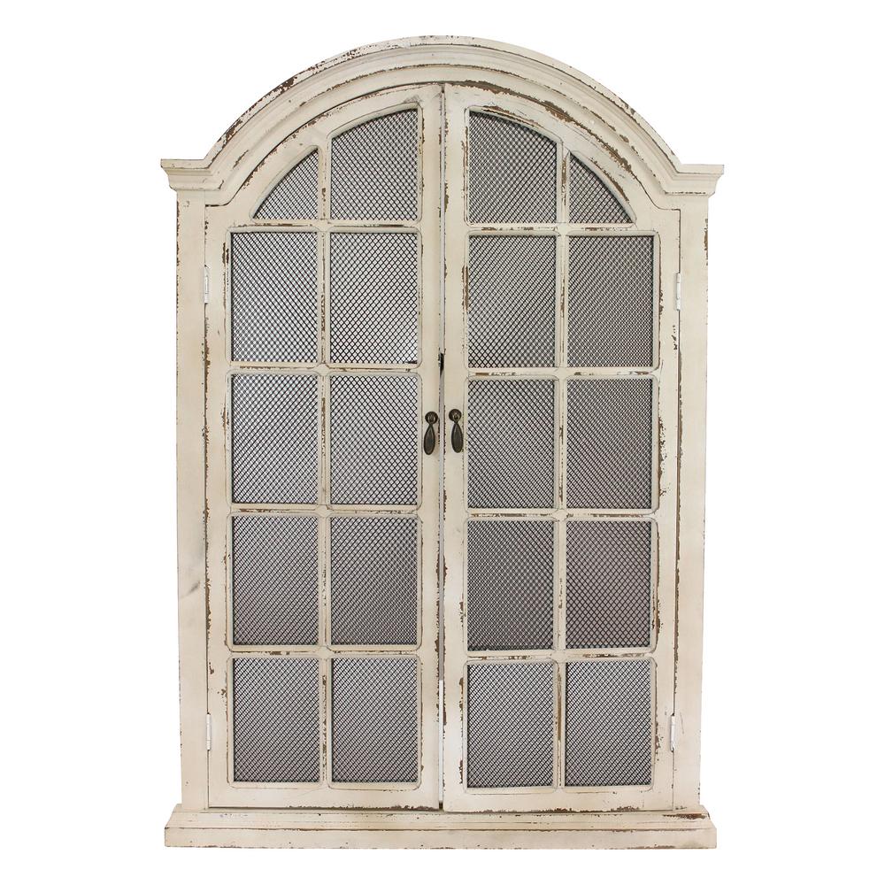 Aged Look Wall Mirror French Country Window Arch Rectangle Wood Metal Frame NEW