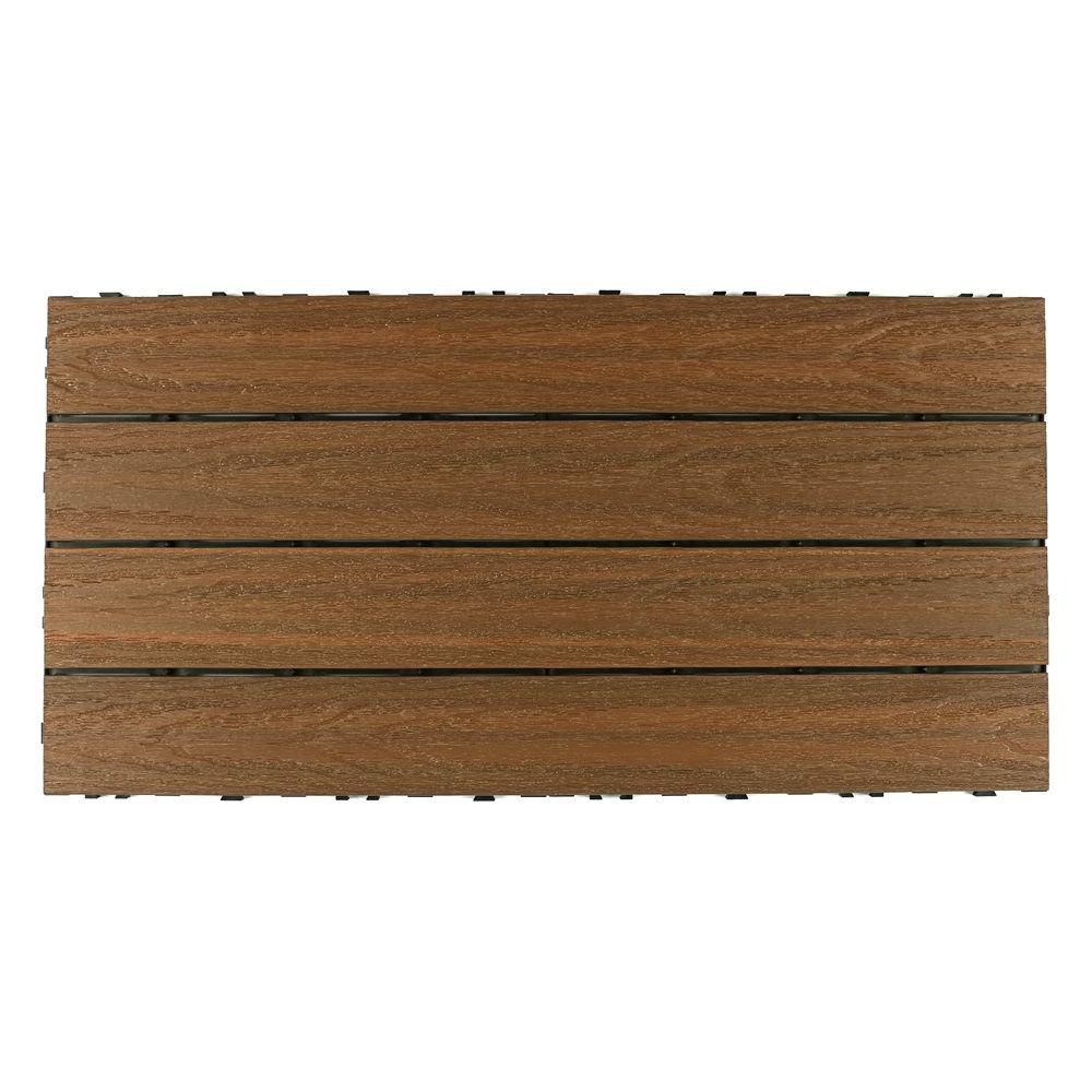 Ultrashield Naturale 2 Ft X 1 Quick Deck Outdoor Composite Tile In Peruvian Teak 20 Sq Per Box