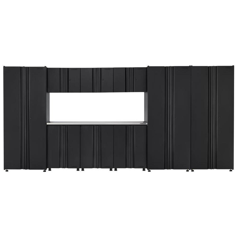 Husky 10-Piece Regular Duty Welded Steel Garage Storage System in Black (163.5 in. W x 75 in. H x 19.6 in. D)