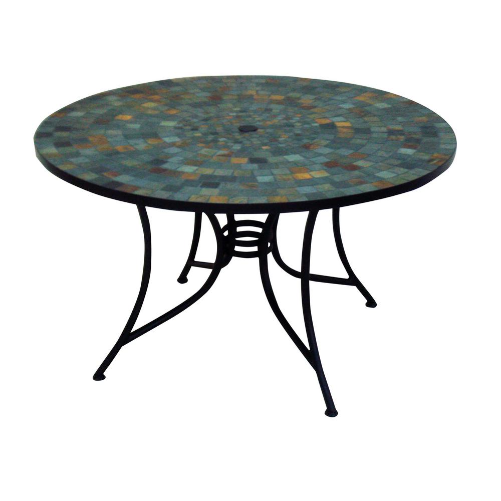 Home Styles Stone Harbor 51 in. Round Slate Tile Top Patio Dining Table