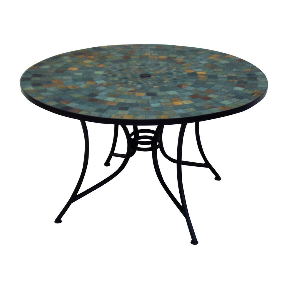 patio dining table round tile slate stone outdoor styles harbor tables monterey bay classic homedepot