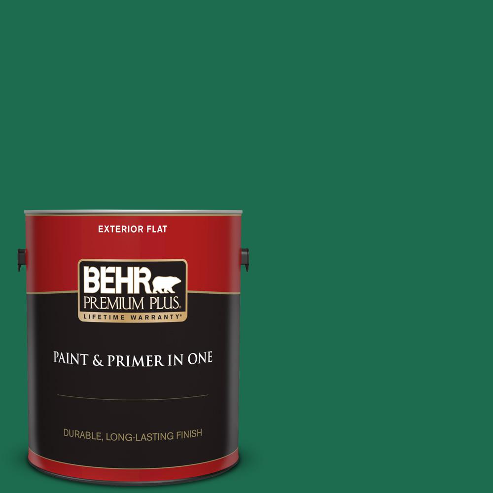 Behr Premium Plus 1 Gal S H 470 Precious Emerald Flat Exterior Paint And Primer In One