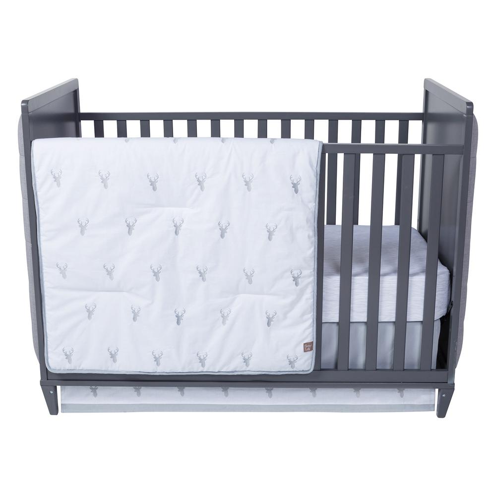 Trend Lab Stag Head 3 Piece Grey White Geometric Polyester Crib