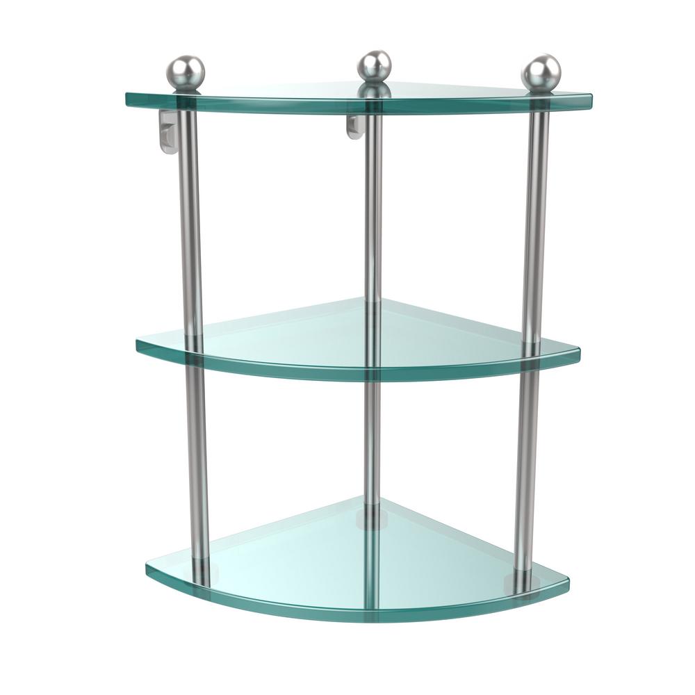 glass and chrome bathroom shelf unit