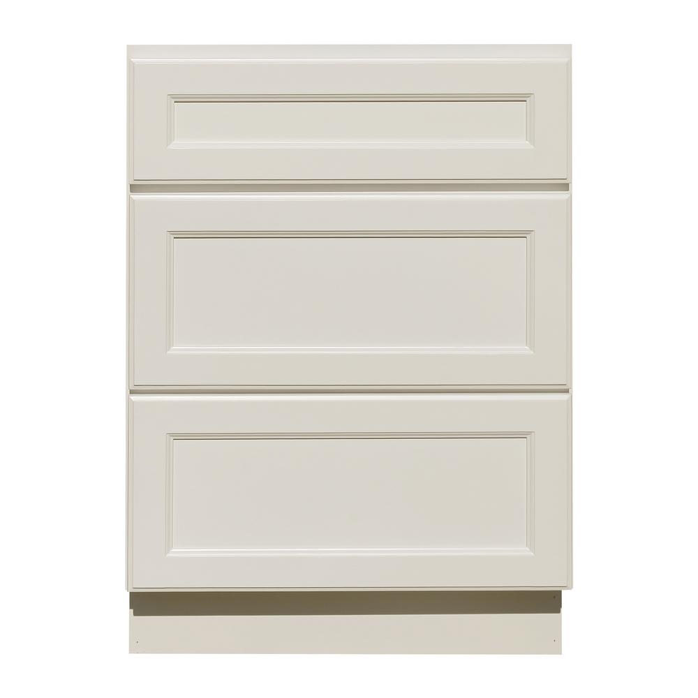 Lifeart Cabinetry La Newport Assembled 24x34 5x24 In Base Cabinet With 3 Drawers In Classic White