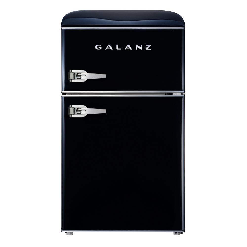 Galanz Cu Ft Retro Mini Fridge With Dual Door True Freezer In