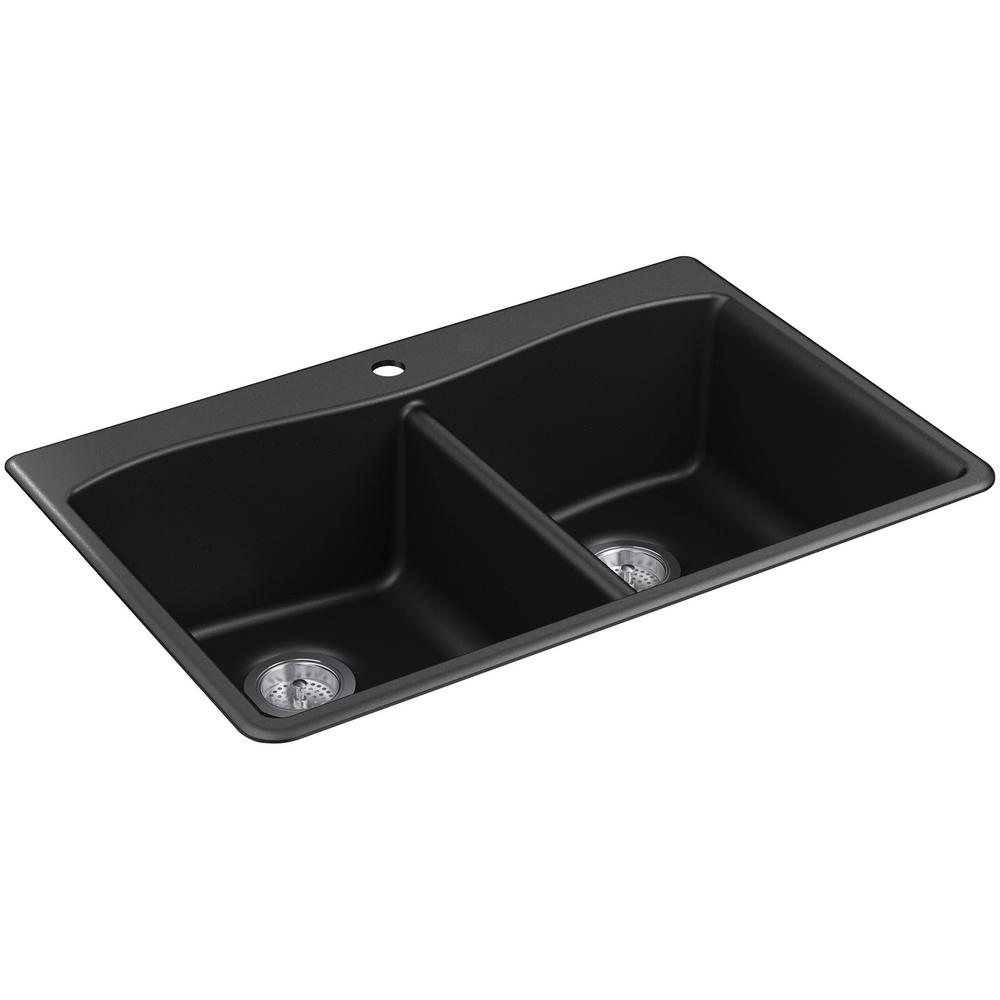 Granite Quartz Composite KOHLER Black Kitchen Sinks