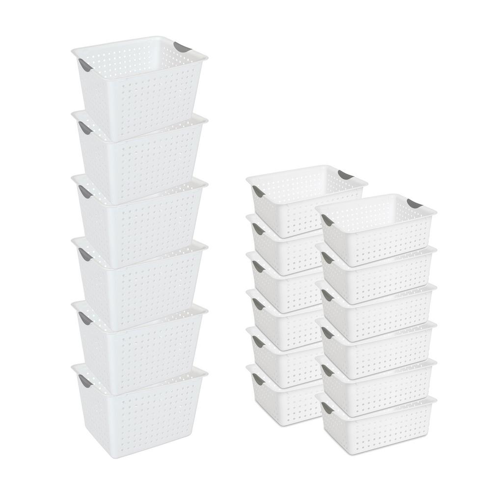Sterilite Deep Ultra Plastic Storage Bin Basket 6 Pack Large