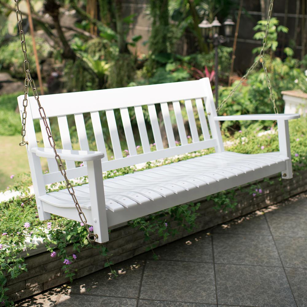 2 Person White Porch Swing 204psw Rta The Home Depot