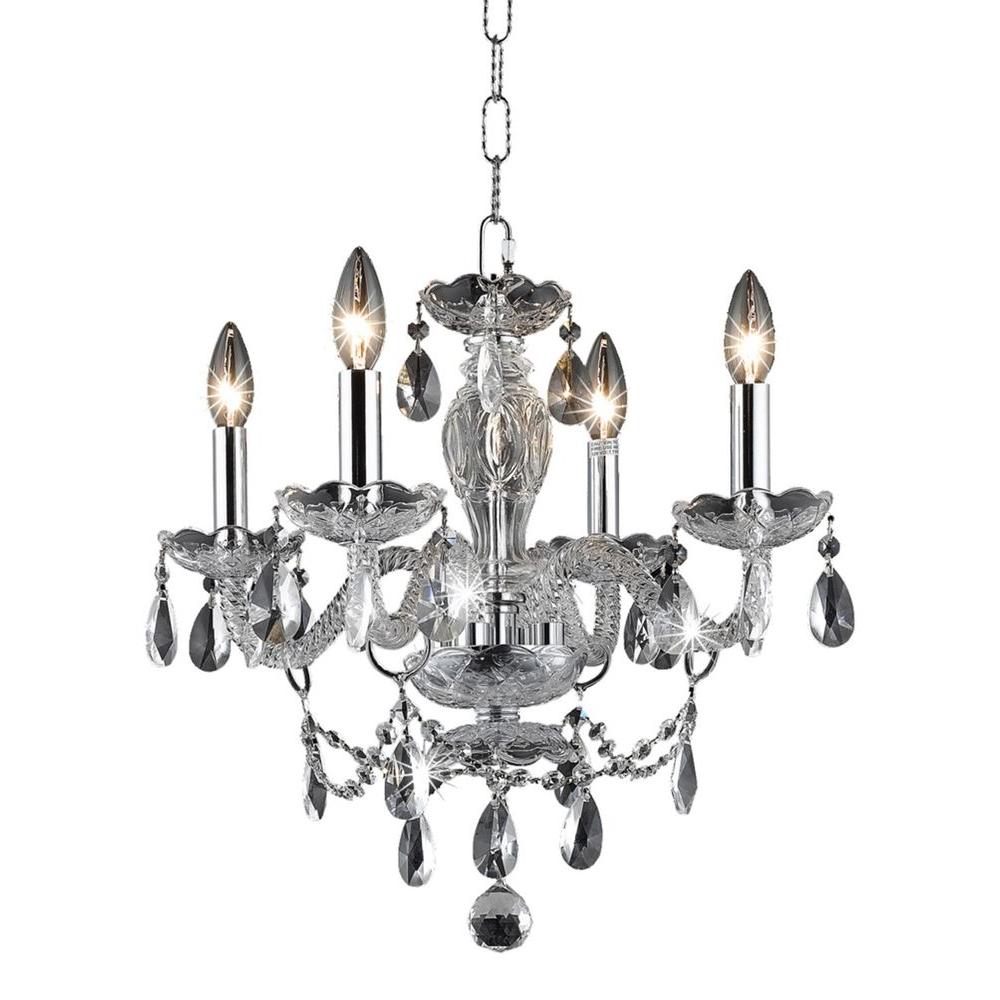 Elegant Lighting 4Light Chrome Chandelier with Clear CrystalEL7834D17C\/RC  The Home Depot