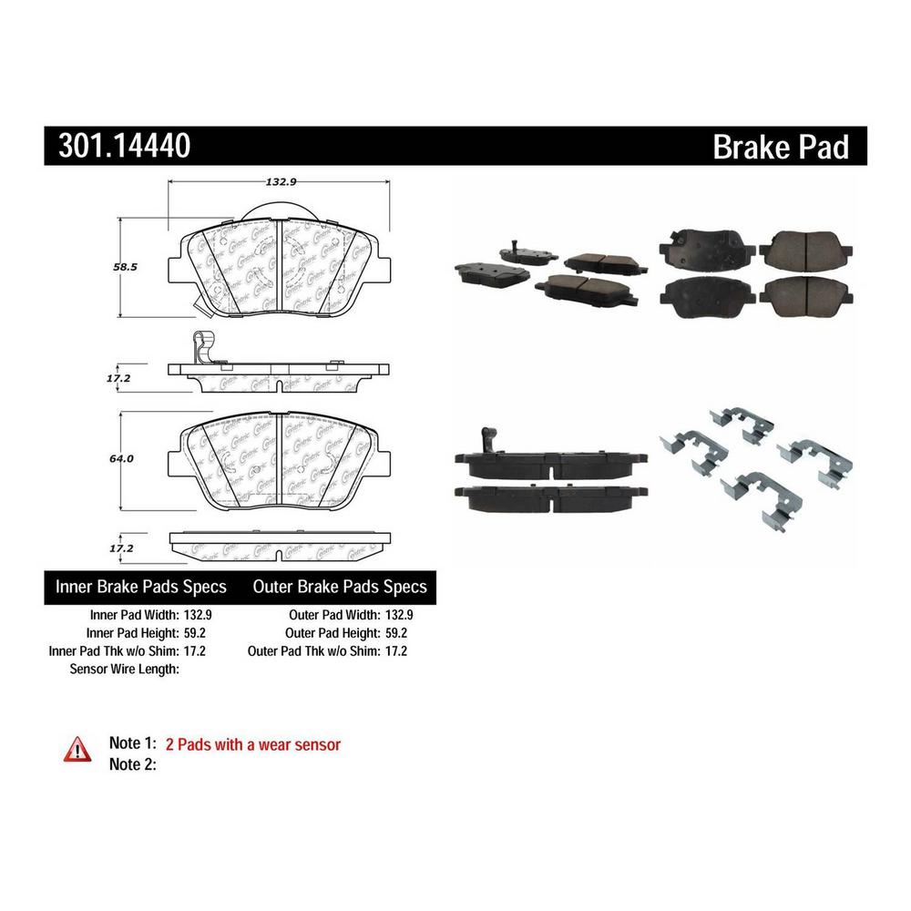 Disc Brake Pad Set-Premium Ceramic Pads with Shims and Hardware Rear Centric