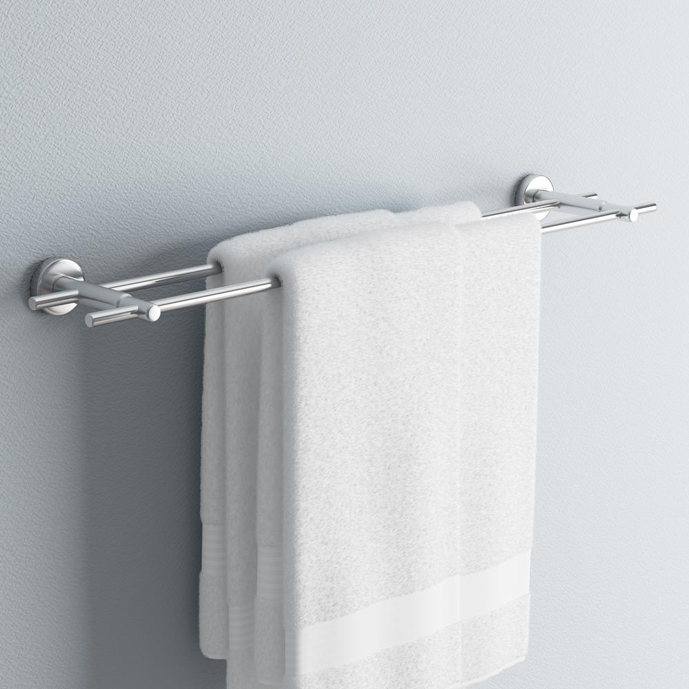 No Drilling Required 24 In Double Towel Bar Chrome No Drilling Required 24 In Double Towel Bar Chrome