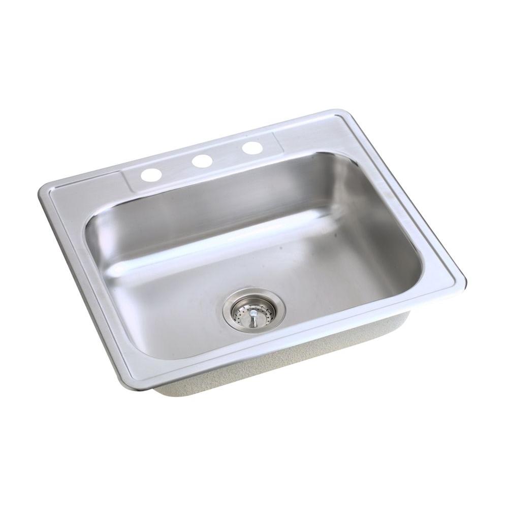 Elkay Dayton Drop In Stainless Steel 25 In X 21 In 3 Hole Single Bowl Kitchen Sink