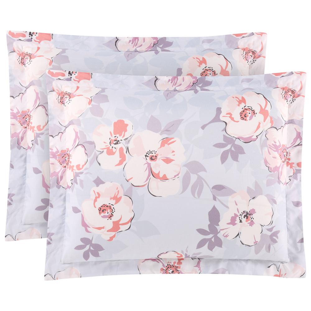 Carmela Home Penelope 5 Piece Grey Purple Pink Queen Comforter Set