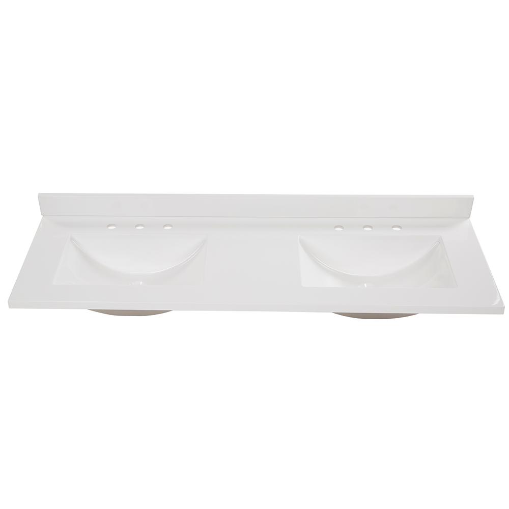 Bathroom Vanity Tops Vanities The Home Depot Cultured Marble Vanity Top In White With Sinks