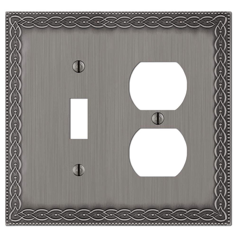 Hampton Bay Amelia Cast 1Toggle and 1Duplex Wall Plate, Antique