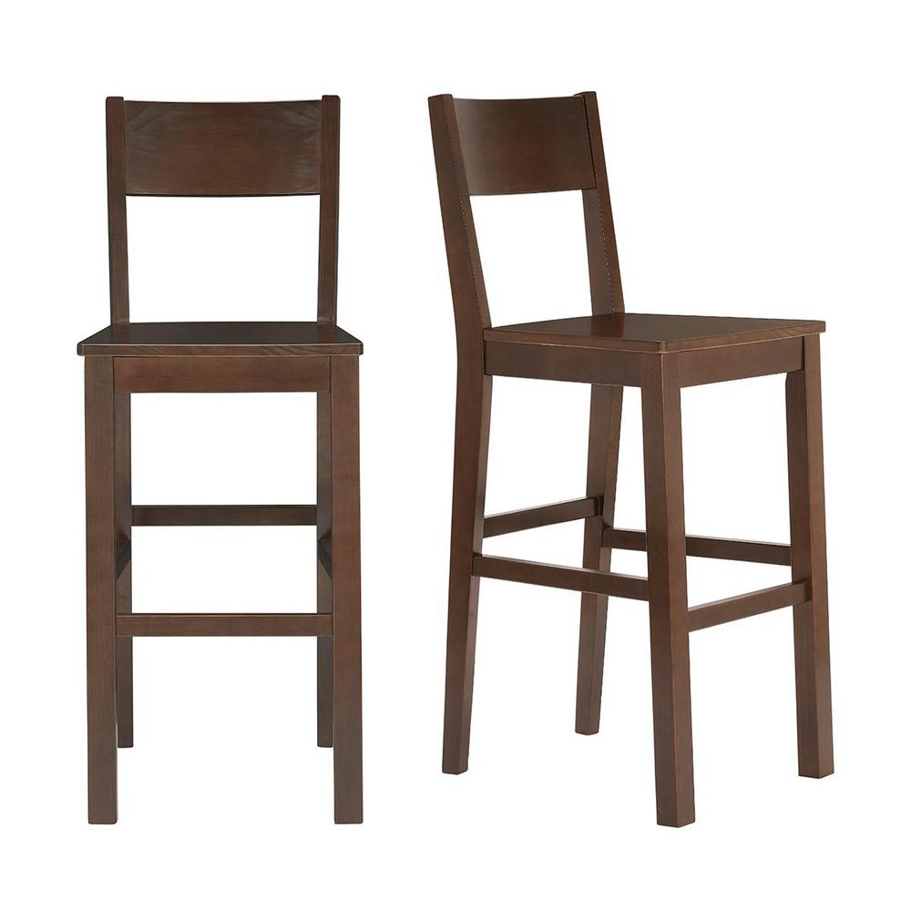 StyleWell Lincoln Chocolate Wood Bar Stool with Square Back (Set 