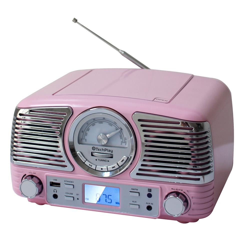 TechPlay Nostalgic Portable Bluetooth Stereo System in Pink-985110715M ...