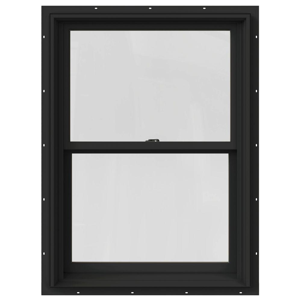 JELDWEN 29.375 in. x 36 in. W2500 Series Bronze Painted Clad Wood Double Hung Window w