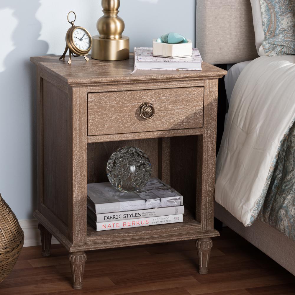 Baxton Studio Jamie 1Drawer 1Shelf Light Brown Wood Nightstand 28862
