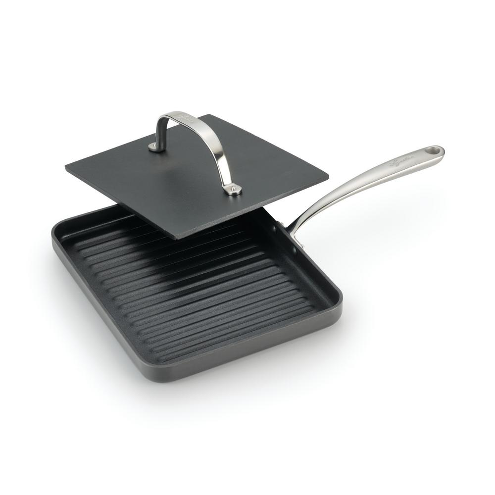 UPC 032406059801 product image for Lagostina Nera 10 in. Hard-Anodized Aluminum Nonstick Panini Press in Gray | upcitemdb.com