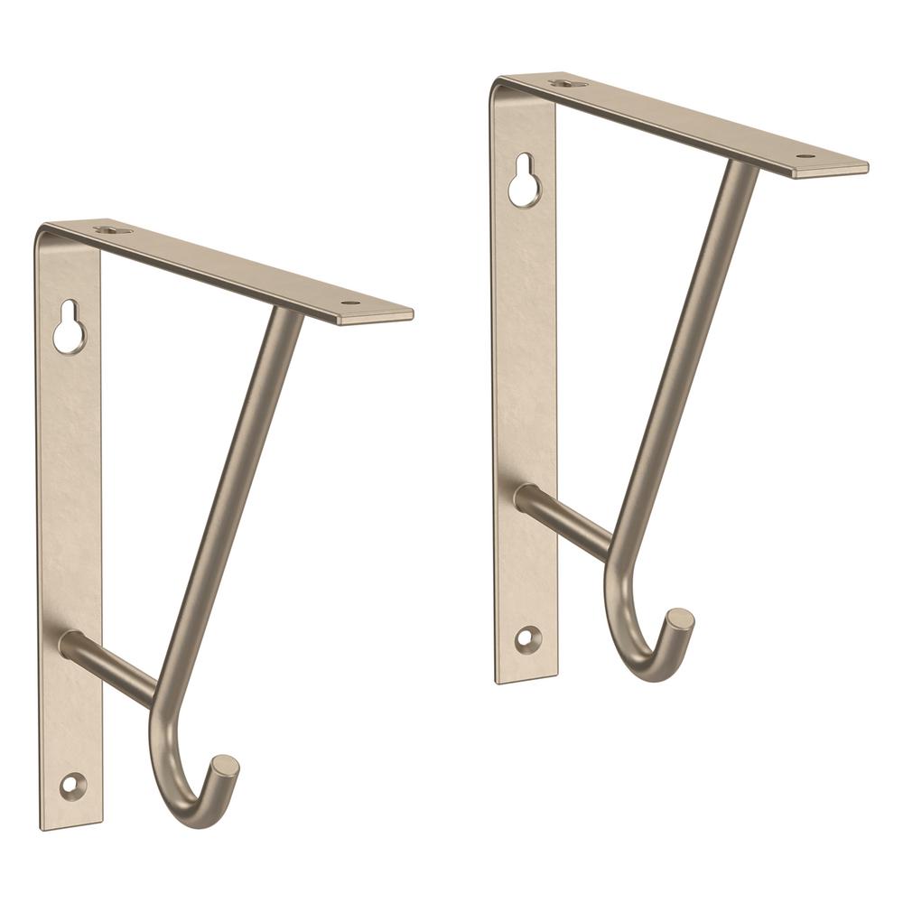 Liberty 6 in. Nickel Steel UShaped Decorative Shelf Bracket (2Pack