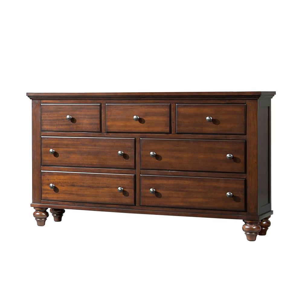 Wood Cherry Dressers Chests Bedroom Furniture The Home Depot Channing Cherry 7 Drawer Dresser
