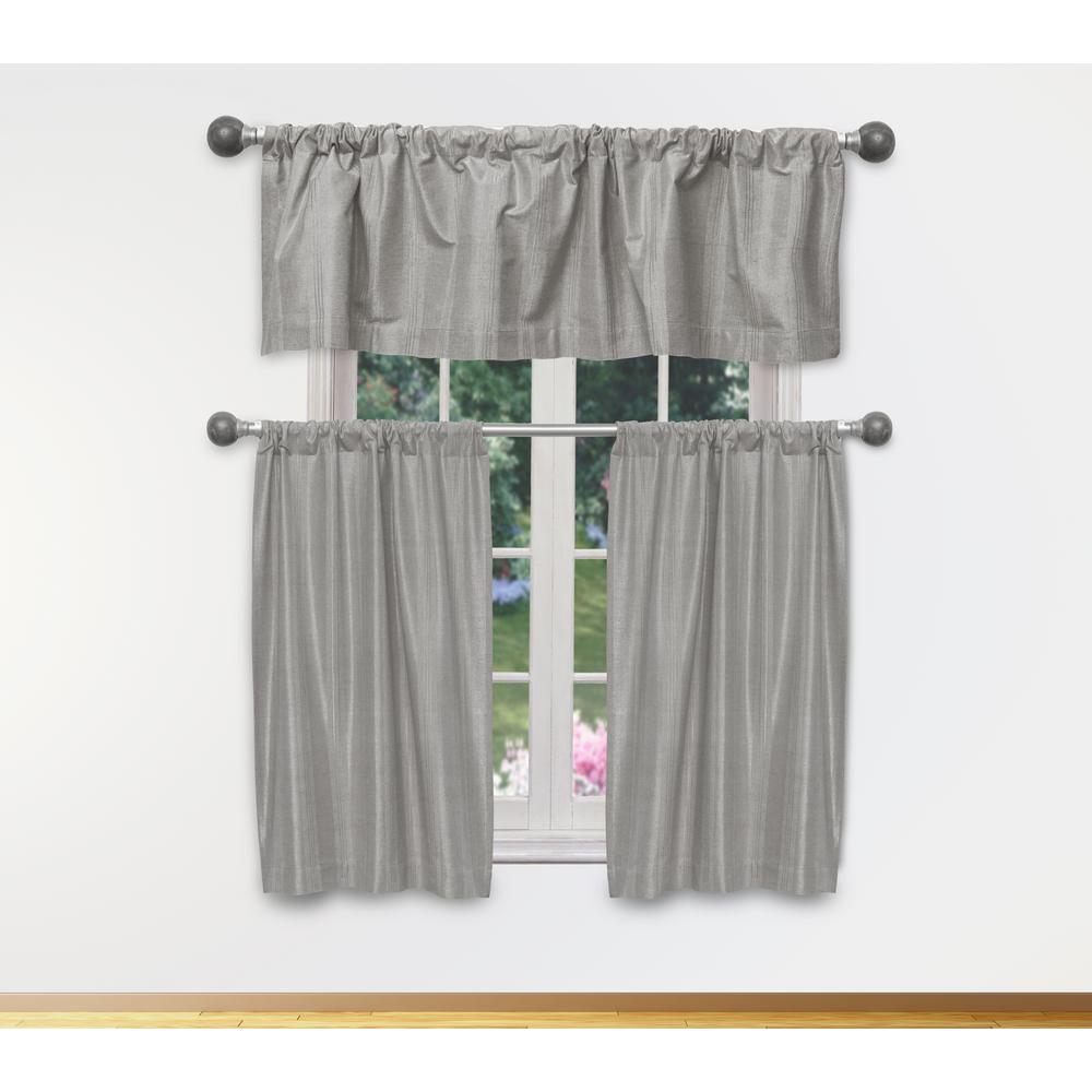 Duck River Phoebe Kitchen Valance In Grey Silver 15 In W X 58 In