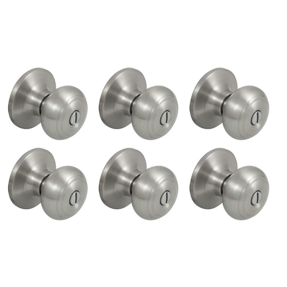 Defiant Hartford Satin Nickel Bed/Bath Door Knob Contractor Pack (6-Pack)