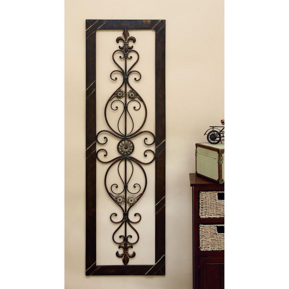 Litton Lane Antique Bronze 62 In Fleur De Lis Wall Decor 96553