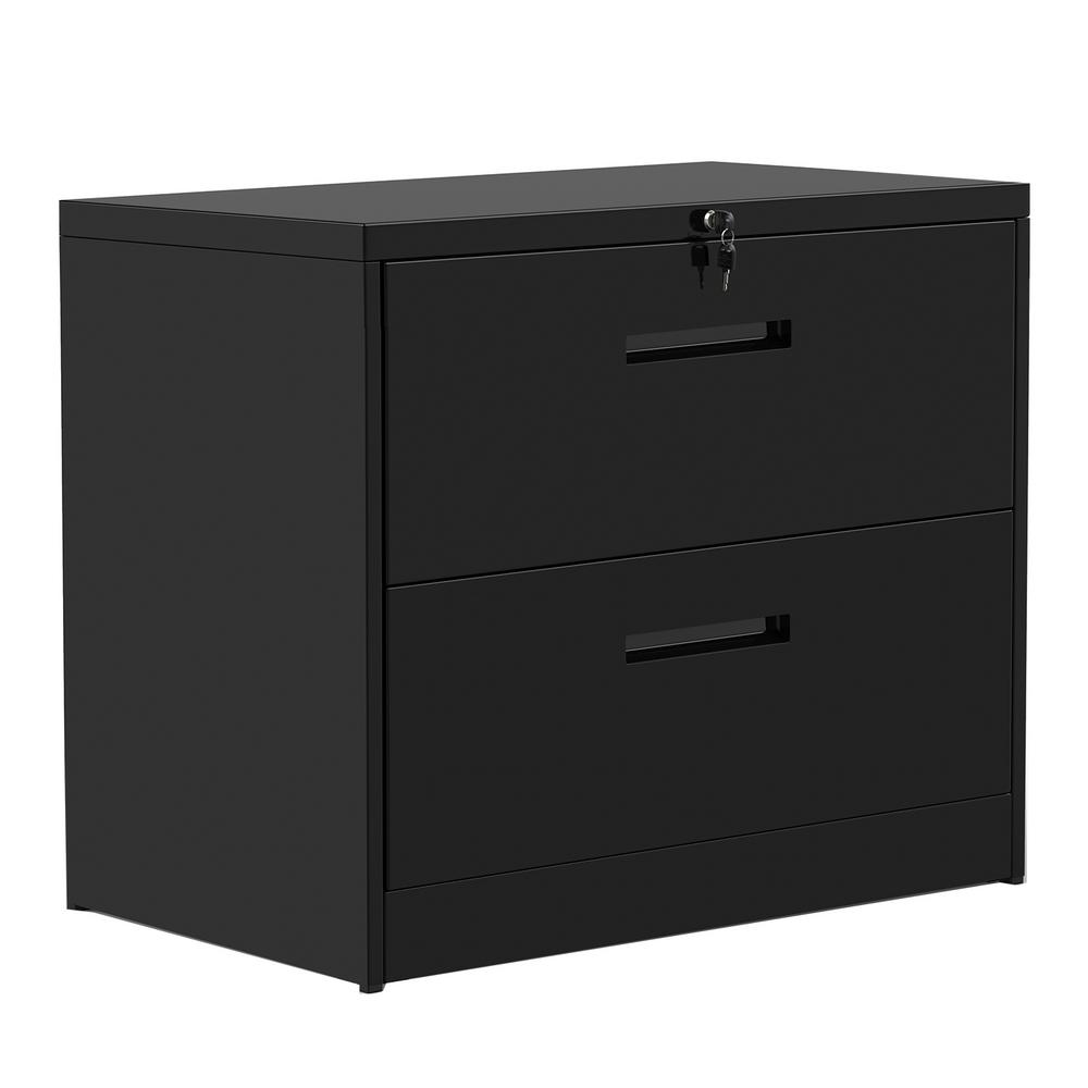 Merax Black Lockable Heavy Duty Lateral Metal File Cabinet With 2 Drawer Wf192106baa The Home Depot